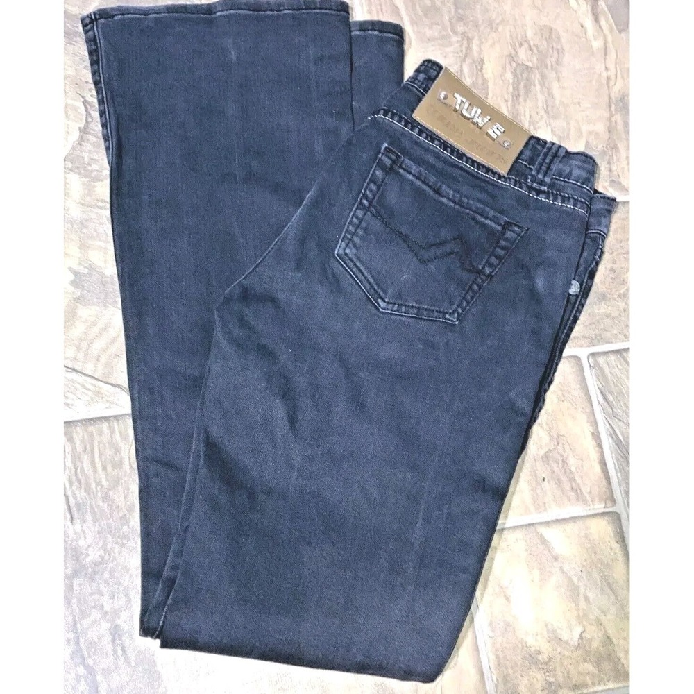 NUWE $148 Bootcut Luxury Emotion Jeans Steel Gray 5 Pkt Rhinestone Rare 8 32x32